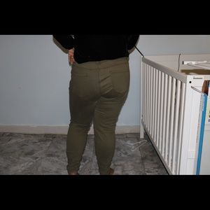 Olive green skinny jeans